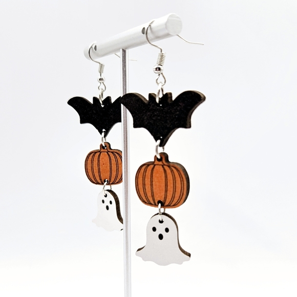 Jewelry - Halloween Earrings Bat Pumpkin Ghost Lightweight New